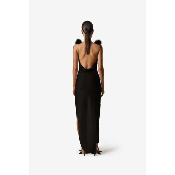 Coperni Feather Boa Jersey Midi Dress in Black 42 New Womens Backless - Picture 15 of 16
